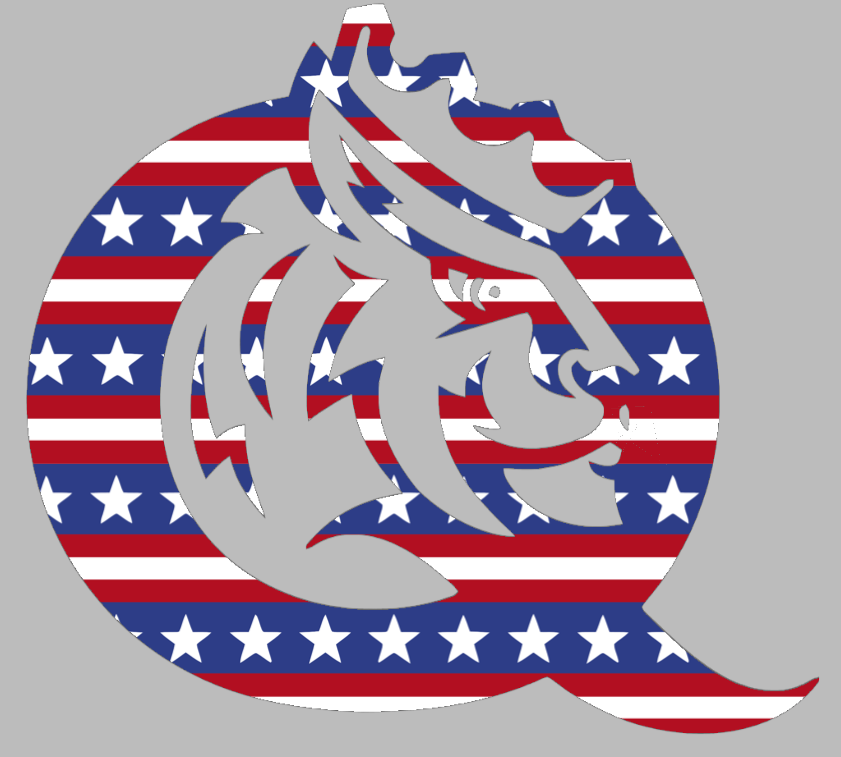 Queens Royals Team Logo Stars & Stripes USA American Flag Vinyl Decal PICK SIZE