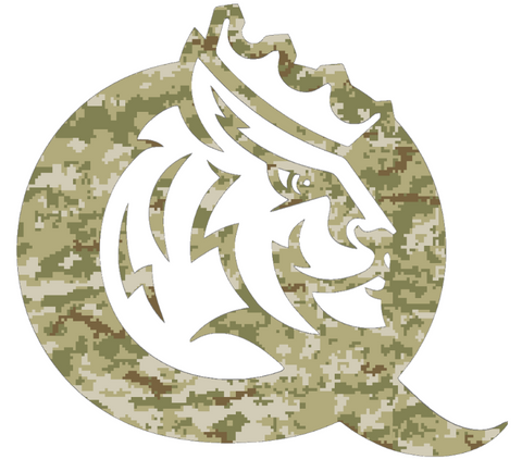 Queens Royals Team Logo Salute to Service Camouflage Camo Vinyl Decal PICK SIZE
