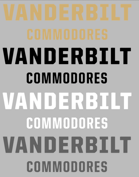Vanderbilt Commodores Team Name Logo Premium DieCut Vinyl Decal PICK COLOR & SIZE