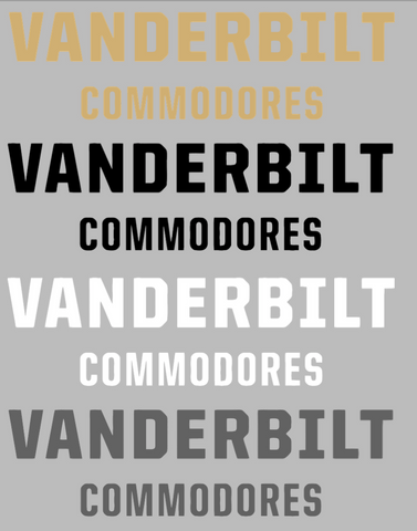 Vanderbilt Commodores Team Name Logo Premium DieCut Vinyl Decal PICK COLOR & SIZE