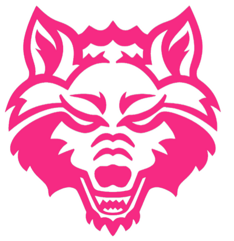 Arkansas State Red Wolves HOT PINK Team Logo Premium DieCut Vinyl Decal PICK SIZE