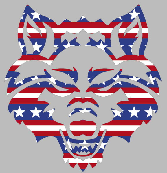 Arkansas State Red Wolves Team Logo Stars & Stripes USA American Flag Vinyl Decal PICK SIZE