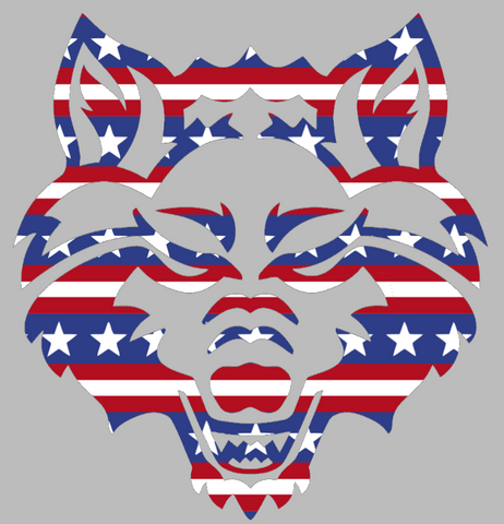Arkansas State Red Wolves Team Logo Stars & Stripes USA American Flag Vinyl Decal PICK SIZE