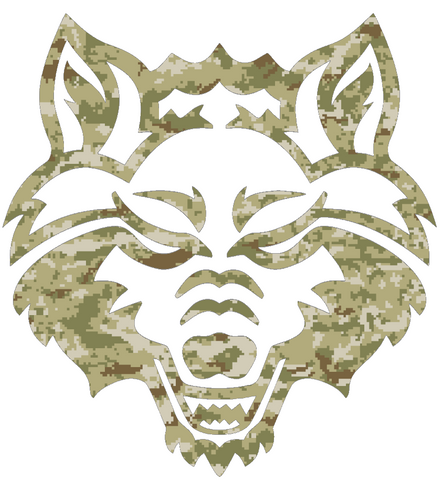 Arkansas State Red Wolves Team Logo Salute to Service Camouflage Camo Vinyl Decal PICK SIZE