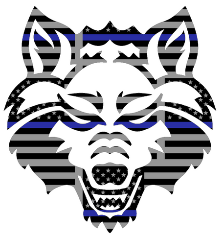 Arkansas State Red Wolves Team Logo Thin Blue Line American Flag Premium DieCut Vinyl Decal PICK SIZE