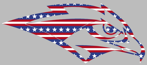 Oral Roberts Golden Eagles Team Logo Stars & Stripes USA American Flag Vinyl Decal PICK SIZE