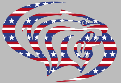 Pacific Tigers Team Logo Stars & Stripes USA American Flag Vinyl Decal PICK SIZE