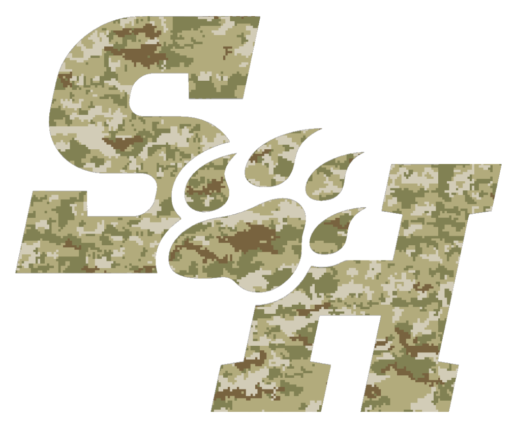 Sam Houston State Bearkats Team Logo Salute to Service Camouflage Camo Vinyl Decal PICK SIZE