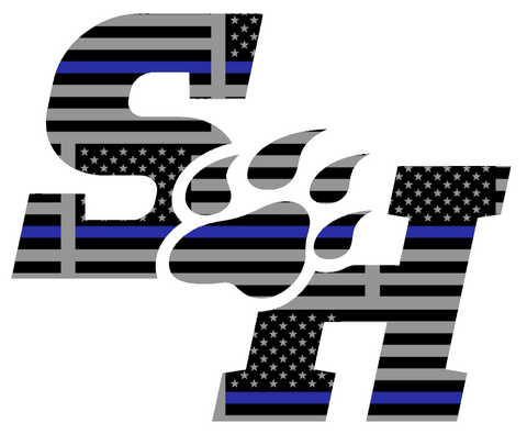 Sam Houston State Bearkats Team Logo Thin Blue Line American Flag Premium DieCut Vinyl Decal PICK SIZE