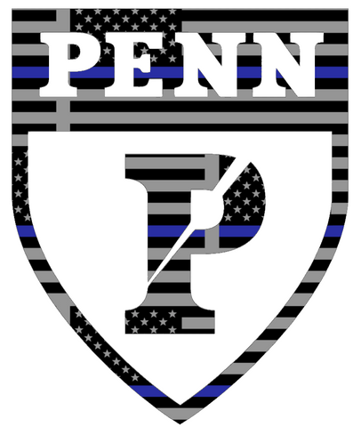 Penn Quakers Team Logo Thin Blue Line American Flag Premium DieCut Vinyl Decal PICK SIZE