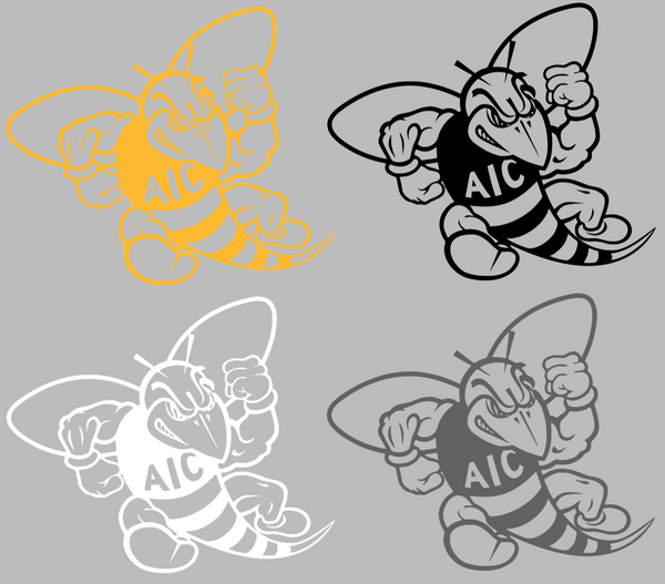 AIC Yellow Jackets Retro Throwback Logo Premium DieCut Vinyl Decal PICK COLOR & SIZE