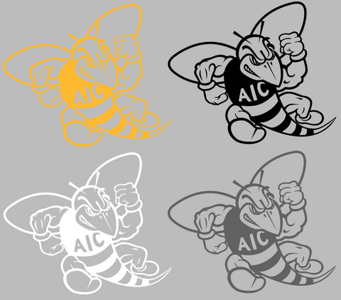 AIC Yellow Jackets Retro Throwback Logo Premium DieCut Vinyl Decal PICK COLOR & SIZE
