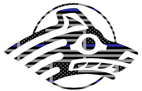 Alaska Anchorage Seawolves Team Logo Thin Blue Line American Flag Premium DieCut Vinyl Decal PICK SIZE