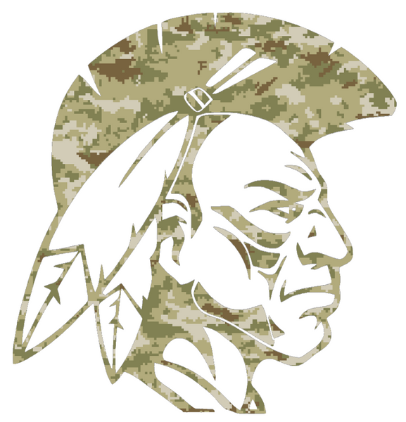 Alcorn State Braves Mascot Logo Salute to Service Camouflage Camo Vinyl Decal PICK SIZE