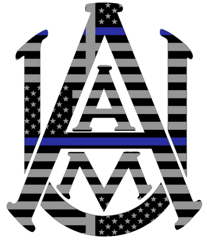 Alabama A&M Bulldogs Team Logo Thin Blue Line American Flag Premium DieCut Vinyl Decal PICK SIZE
