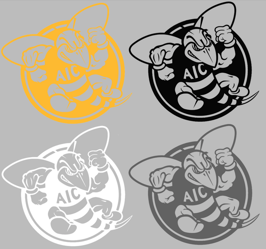 AIC Yellow Jackets Alternate Logo Premium DieCut Vinyl Decal PICK COLOR & SIZE