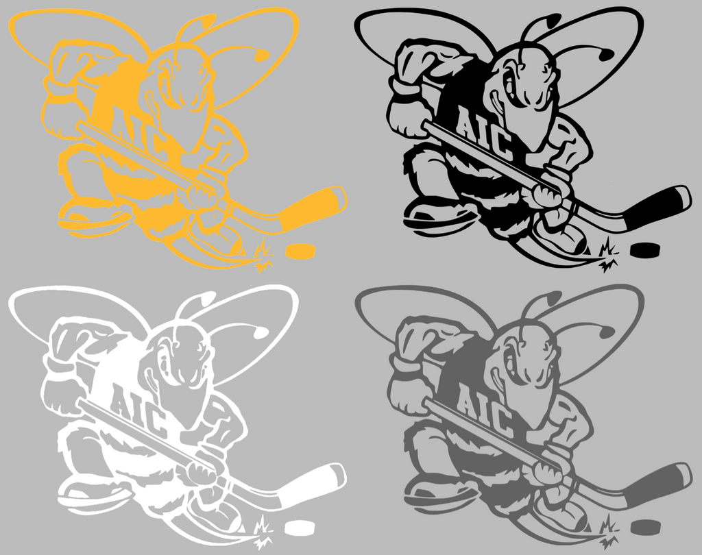 AIC Yellow Jackets Hockey Logo Premium DieCut Vinyl Decal PICK COLOR & SIZE