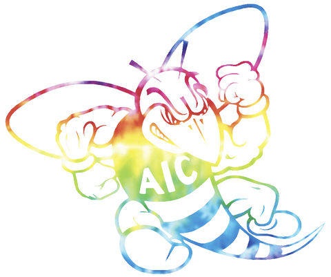 AIC Yellow Jackets Retro Throwback Logo Crucial Catch Cancer Tie Dye Vinyl Decal PICK SIZE
