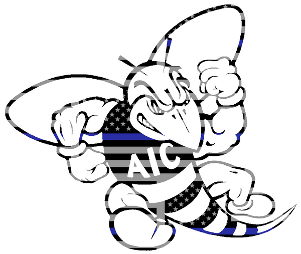 AIC Yellow Jackets Retro Throwback Logo Thin Blue Line American Flag Premium DieCut Vinyl Decal PICK SIZE