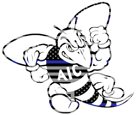 AIC Yellow Jackets Retro Throwback Logo Thin Blue Line American Flag Premium DieCut Vinyl Decal PICK SIZE