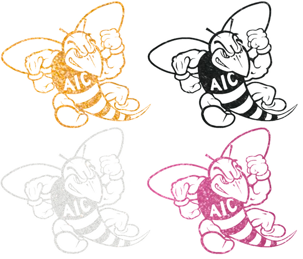 AIC Yellow Jackets Metallic Sparkle Retro Throwback Logo Premium DieCut Vinyl Decal PICK COLOR & SIZE
