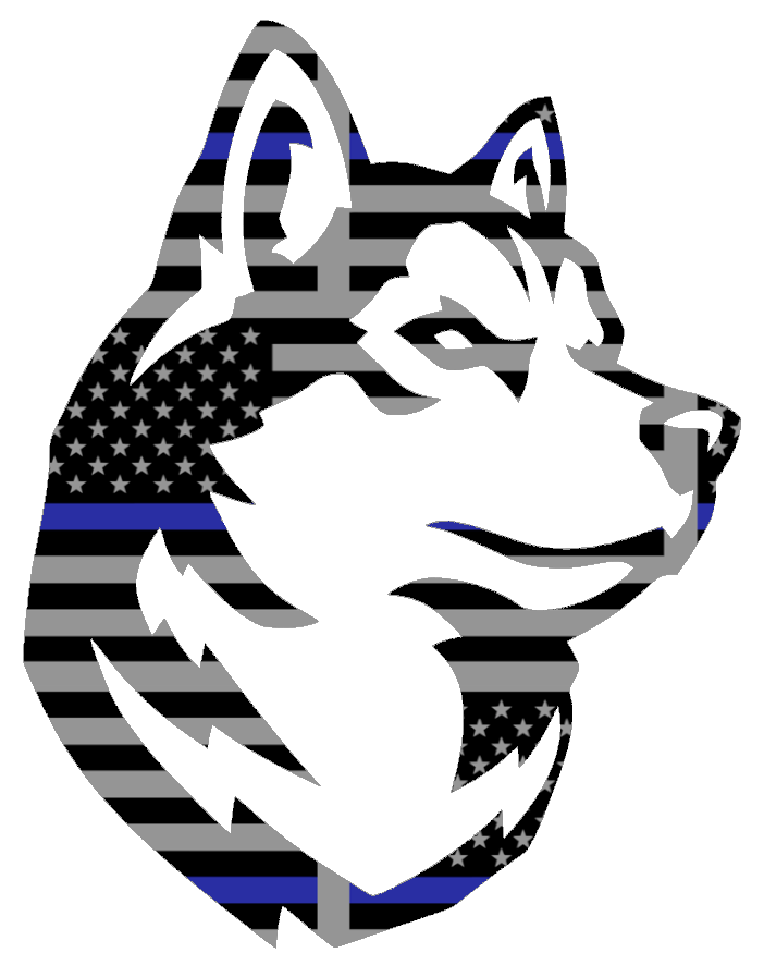 Northeastern Huskies Team Logo Thin Blue Line American Flag Premium DieCut Vinyl Decal PICK SIZE