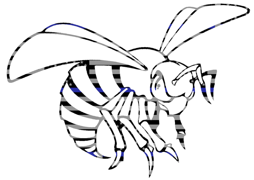 Alabama State Hornets Mascot Logo Thin Blue Line American Flag Premium DieCut Vinyl Decal PICK SIZE