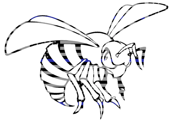 Alabama State Hornets Mascot Logo Thin Blue Line American Flag Premium DieCut Vinyl Decal PICK SIZE