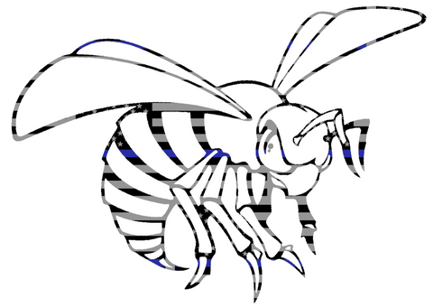 Alabama State Hornets Mascot Logo Thin Blue Line American Flag Premium DieCut Vinyl Decal PICK SIZE