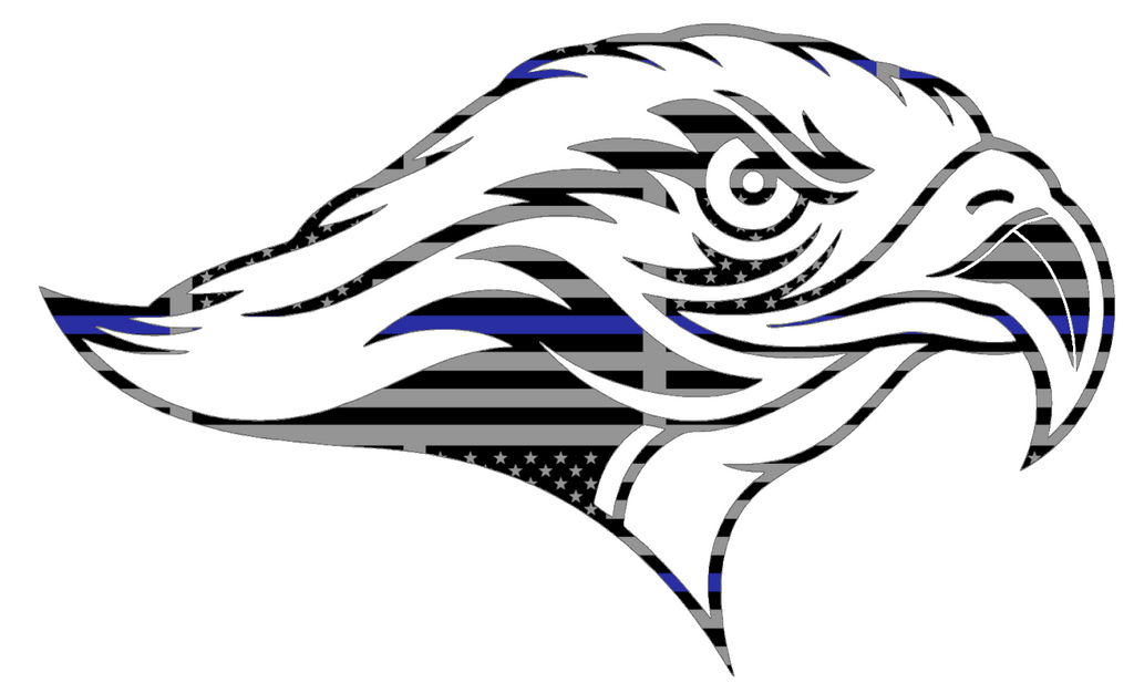 Stonehill Skyhawks Mascot Logo Thin Blue Line American Flag Premium DieCut Vinyl Decal PICK SIZE