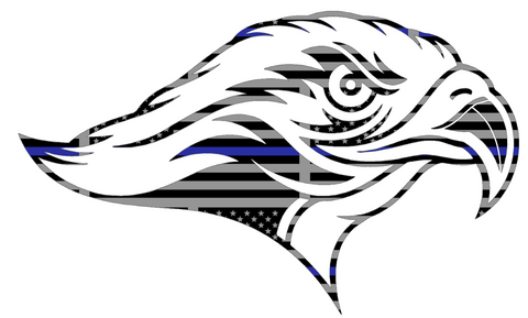 Stonehill Skyhawks Mascot Logo Thin Blue Line American Flag Premium DieCut Vinyl Decal PICK SIZE