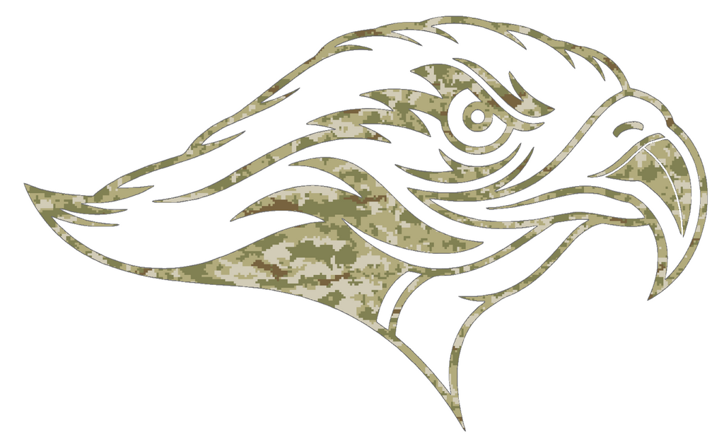 Stonehill Skyhawks Mascot Logo Salute to Service Camouflage Camo Vinyl Decal PICK SIZE