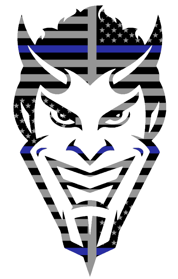 Northwestern State Demons Mascot Logo Thin Blue Line American Flag Premium DieCut Vinyl Decal PICK SIZE