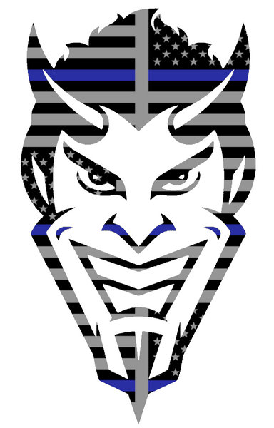 Northwestern State Demons Mascot Logo Thin Blue Line American Flag Premium DieCut Vinyl Decal PICK SIZE