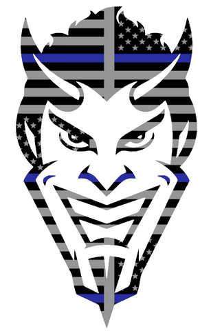 Northwestern State Demons Mascot Logo Thin Blue Line American Flag Premium DieCut Vinyl Decal PICK SIZE