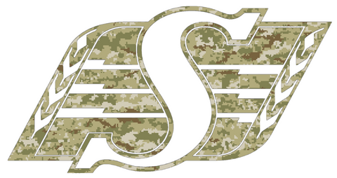 Saskatchewan Roughriders Team Logo Salute to Service Camouflage Camo Vinyl Decal PICK SIZE