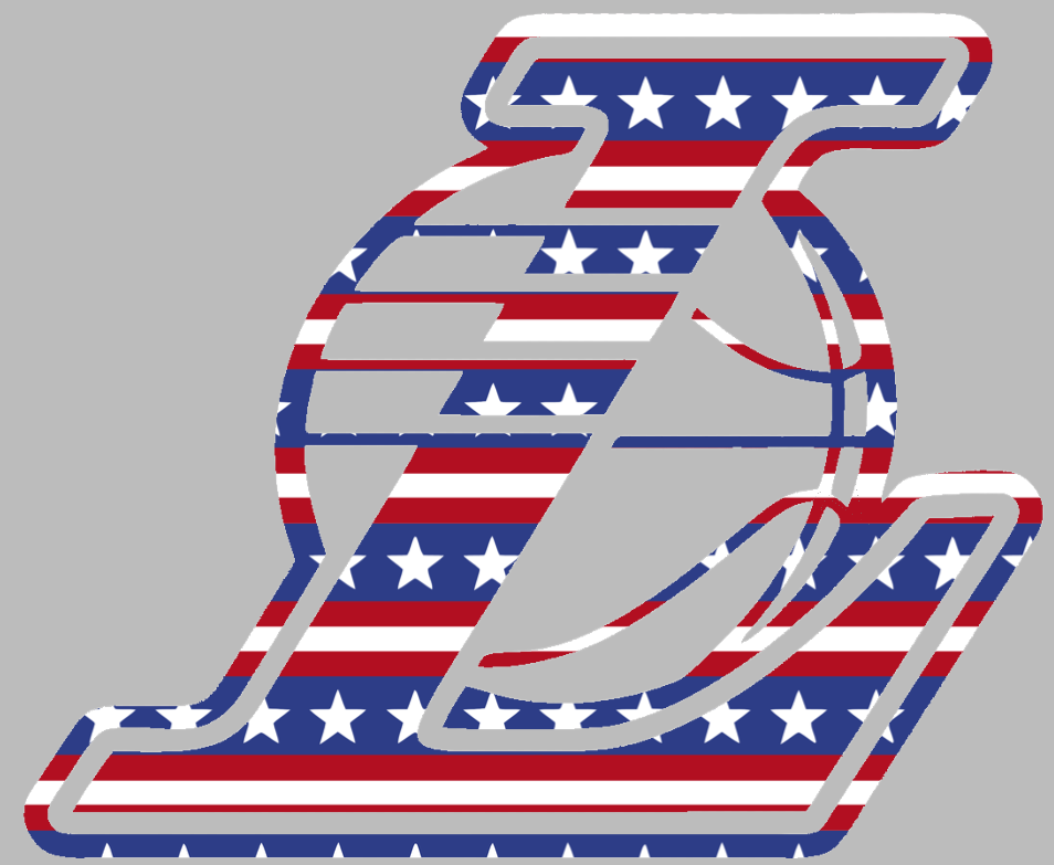 Los Angeles Lakers Alternate Logo Stars & Stripes USA American Flag Vinyl Decal PICK SIZE