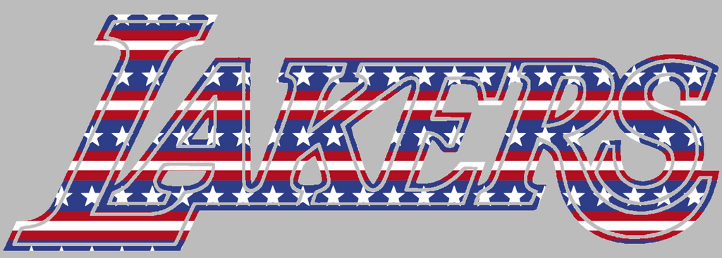 Los Angeles Lakers Team Name Logo Stars & Stripes USA American Flag Vinyl Decal PICK SIZE