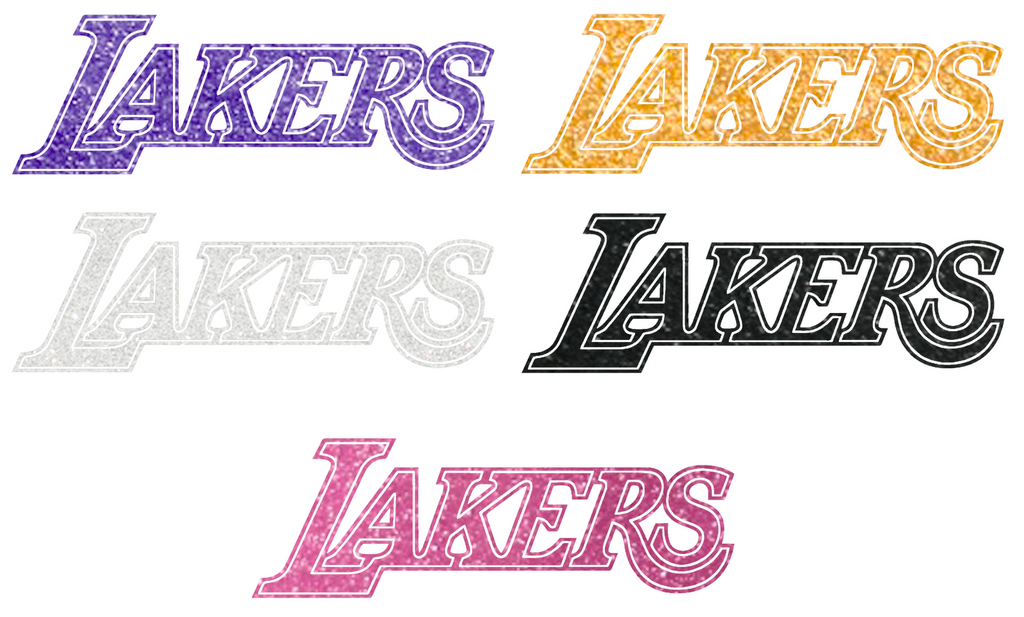 Los Angeles Lakers Metallic Sparkle Team Name Logo Premium DieCut Vinyl Decal PICK COLOR & SIZE