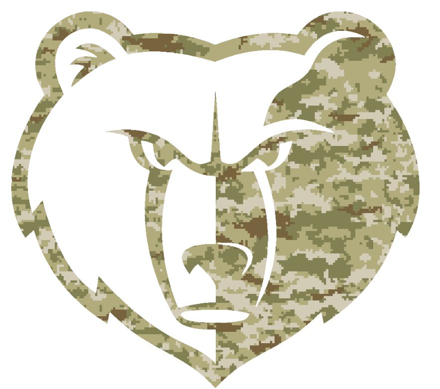 Memphis Grizzlies Team Logo Salute to Service Camouflage Camo Vinyl Decal PICK SIZE