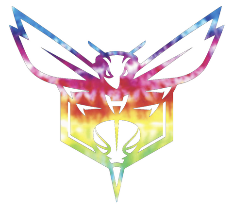 Charlotte Hornets Team Logo Crucial Catch Cancer Tie Dye Vinyl Decal PICK SIZE