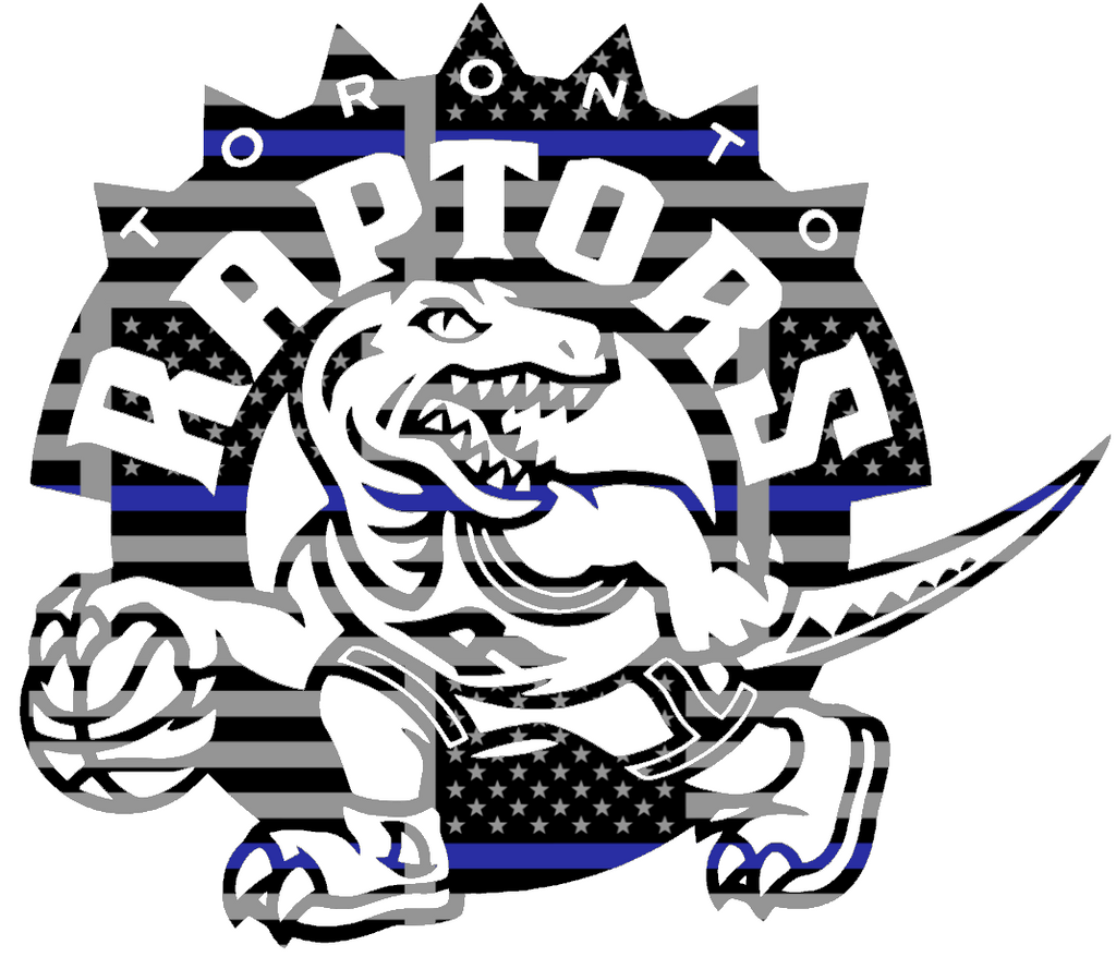 Toronto Raptors Retro Throwback Logo Thin Blue Line American Flag Premium DieCut Vinyl Decal PICK SIZE