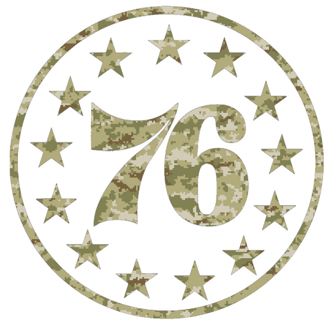Philadelphia 76ers Alternate Logo Salute to Service Camouflage Camo Vinyl Decal PICK SIZE
