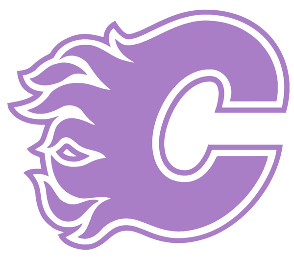 Calgary Flames PURPLE CANCER AWARENESS Team Logo Premium DieCut Vinyl Decal PICK SIZE