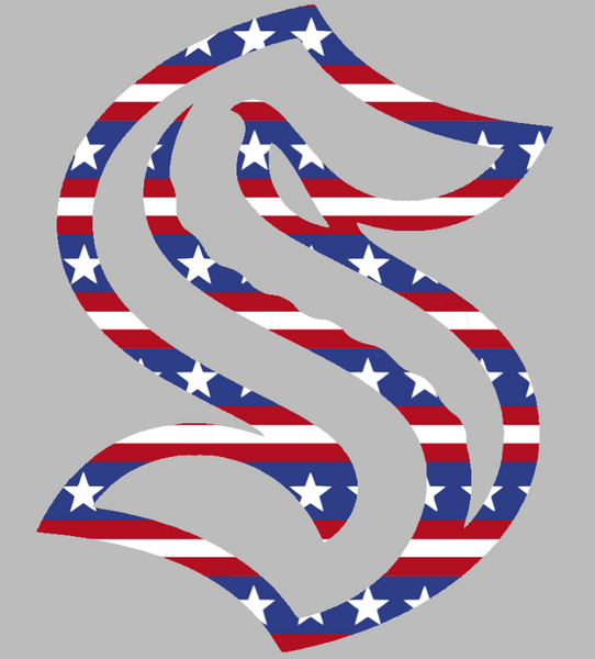 Seattle Kraken Team Logo Stars & Stripes USA American Flag Vinyl Decal PICK SIZE
