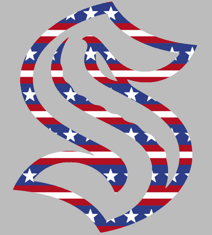 Seattle Kraken Team Logo Stars & Stripes USA American Flag Vinyl Decal PICK SIZE