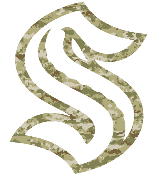Seattle Kraken Team Logo Salute to Service Camouflage Camo Vinyl Decal PICK SIZE