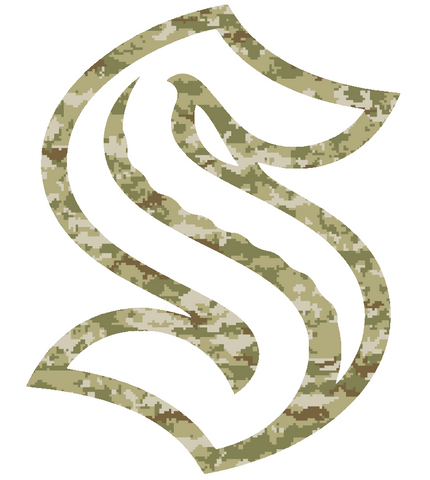 Seattle Kraken Team Logo Salute to Service Camouflage Camo Vinyl Decal PICK SIZE