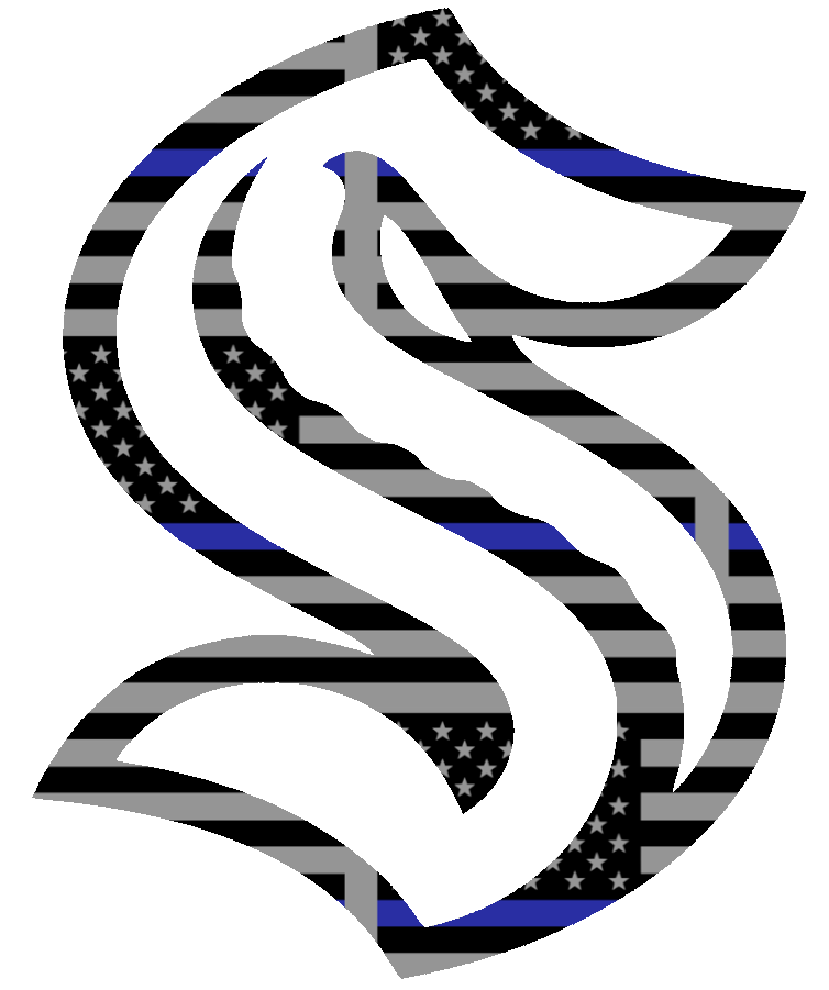 Seattle Kraken Team Logo Thin Blue Line American Flag Premium DieCut Vinyl Decal PICK SIZE