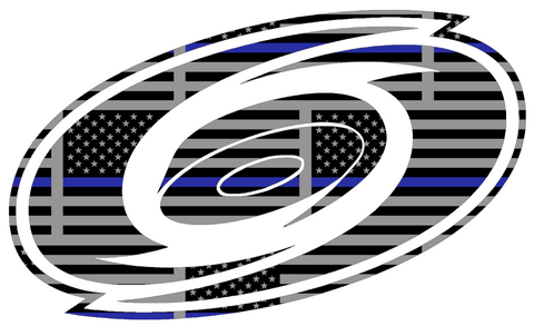 Carolina Hurricanes Team Logo Thin Blue Line American Flag Premium DieCut Vinyl Decal PICK SIZE